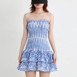 Blue and white dress